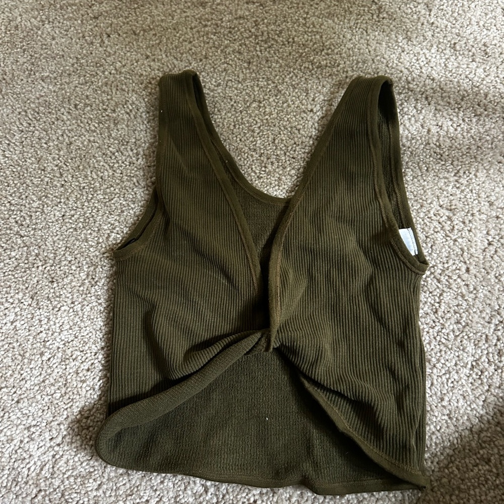 Urban Outfitters Olive Green Ribbed Top